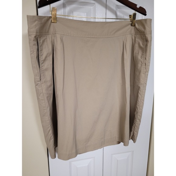 Lands' End Dresses & Skirts - Lands End Womens Khaki Tan Cotton A-Line Skirt Size 18 Lined Pockets Classic